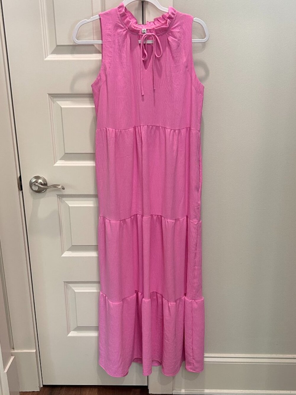 2 Hearts Pink Maxi Tiered Sleeveless Dress